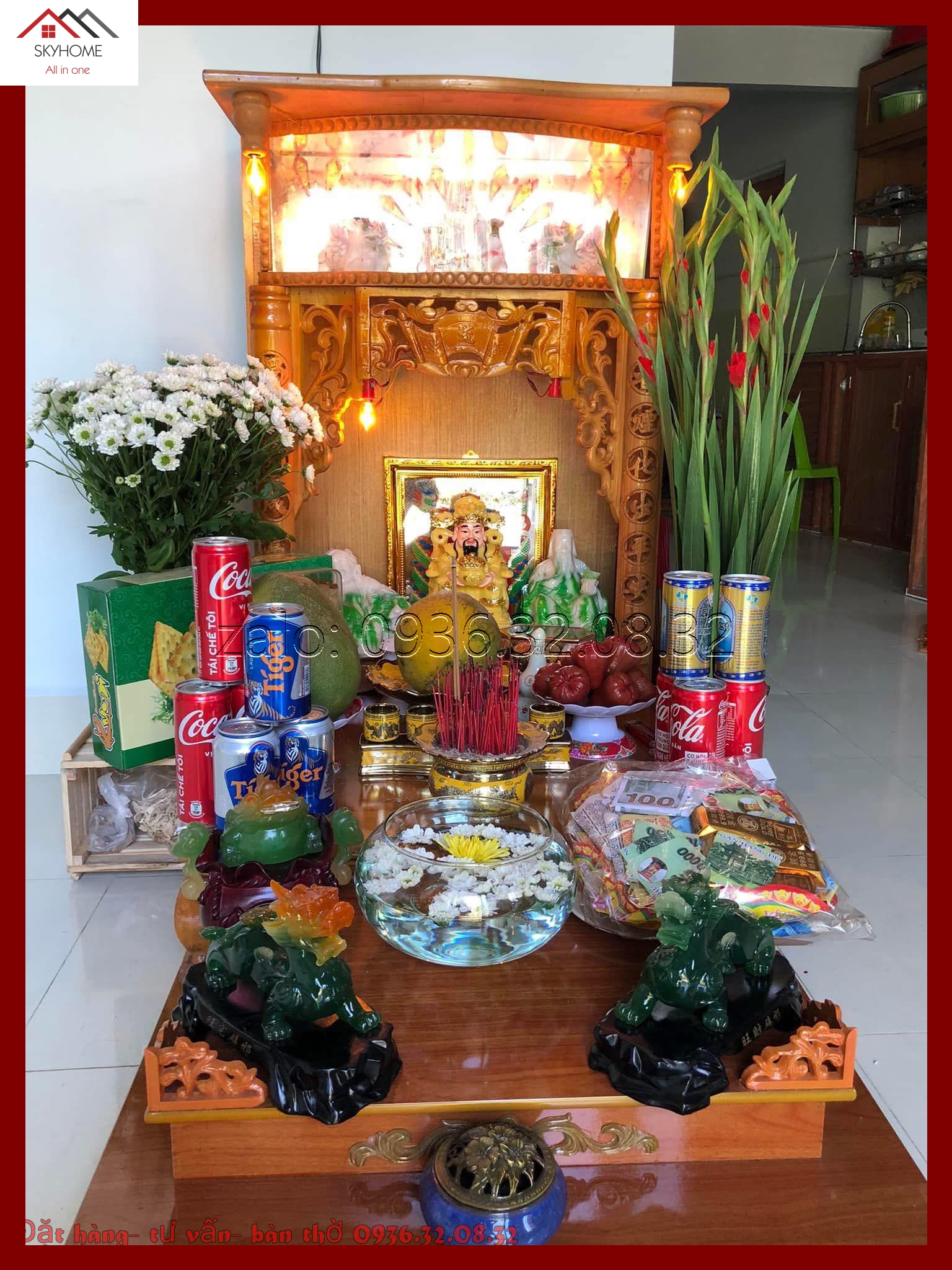 Thờ Bà Chúa Xứ khi có bàn thờ Thần Tài và Mẹ Quan Âm